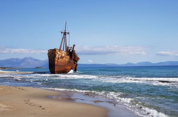 Famous Dimitrios shipwreck near Gythion