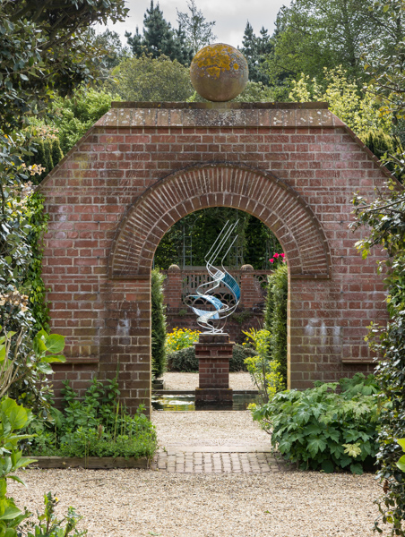 View of the sculpture in the rose garden