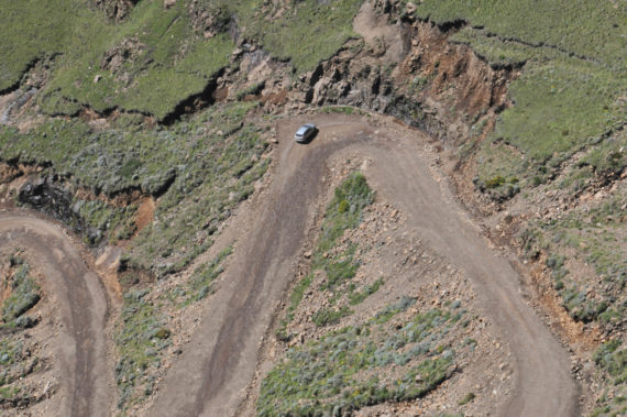 Birds-eye view of the Sani Pass, South Africa